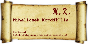 Mihalicsek Kordélia névjegykártya